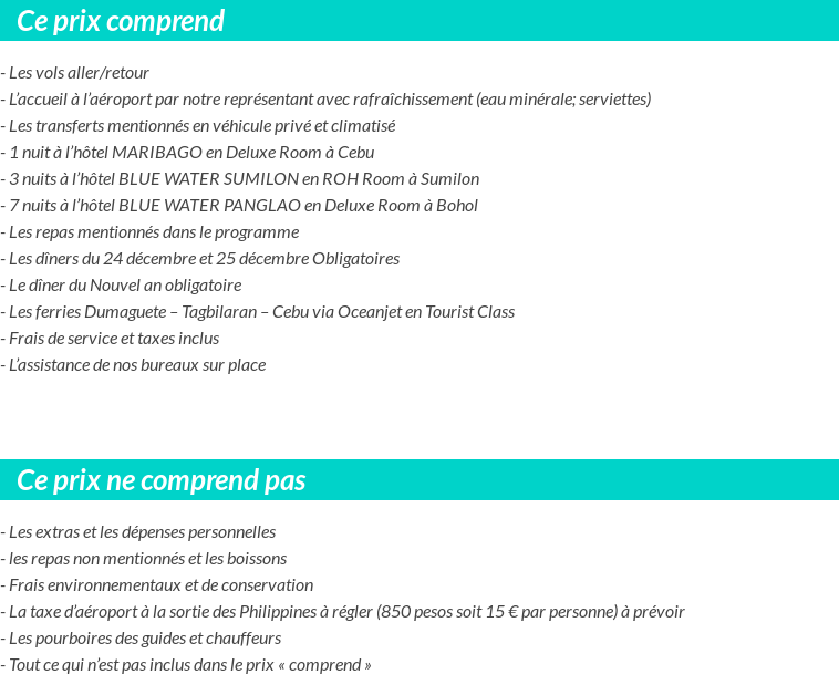 Conditions tarifaires