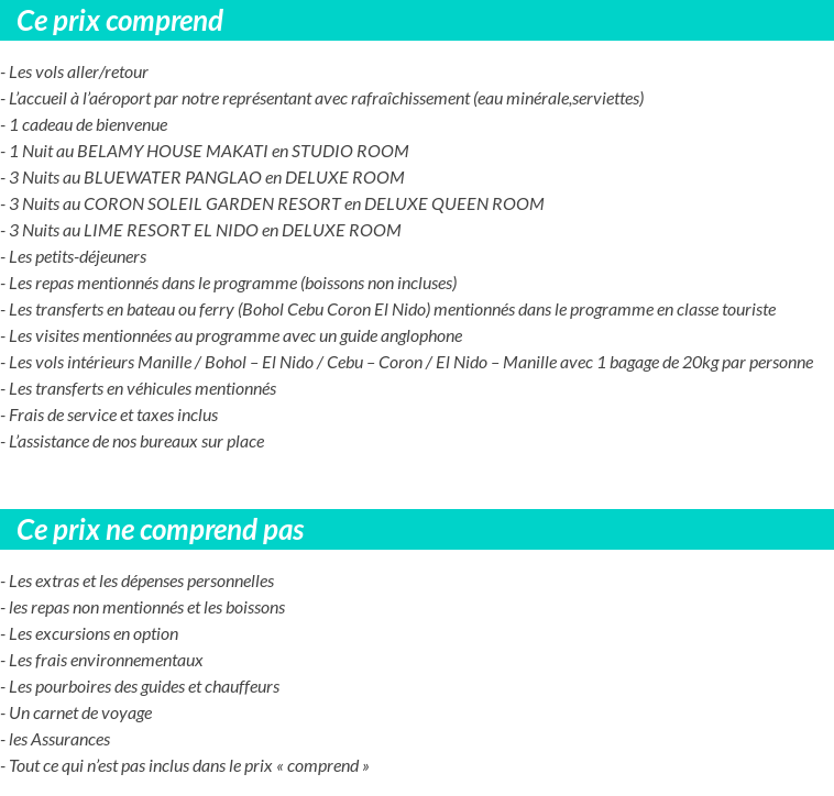Conditions tarifaires