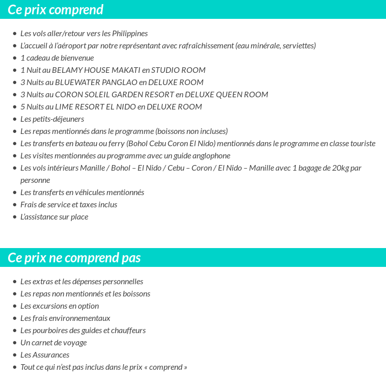 Conditions tarifaires