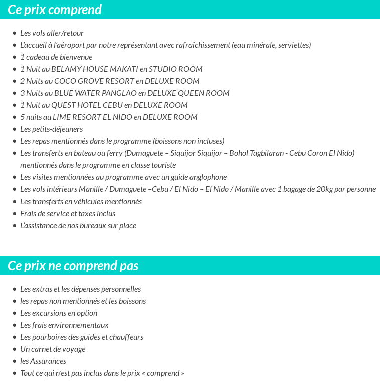 Conditions tarifaires