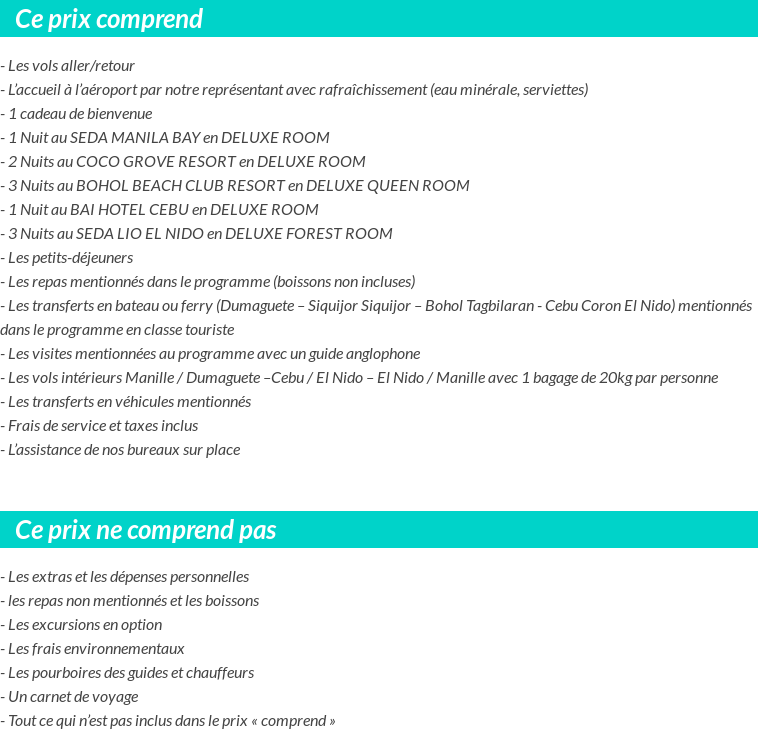 Conditions tarifaires