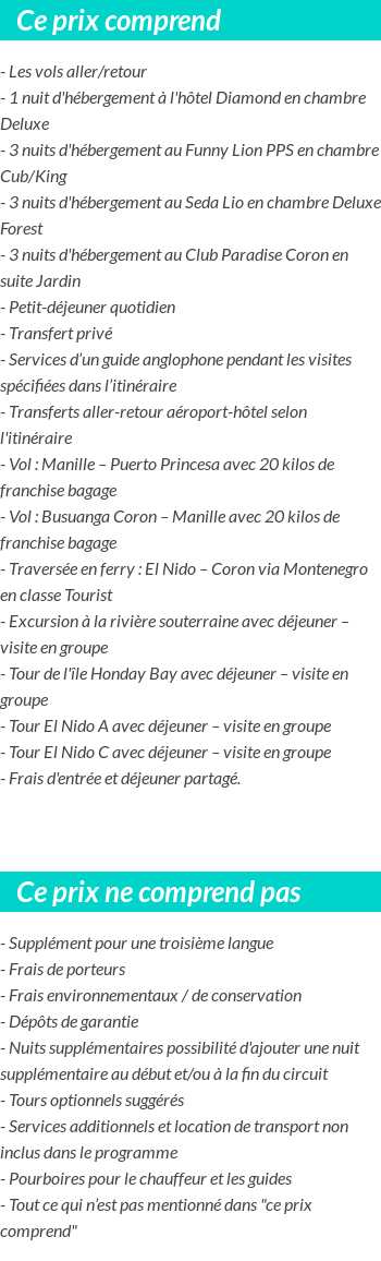 Conditions tarifaires