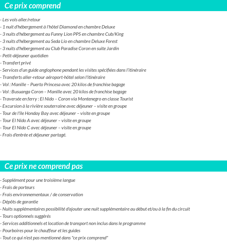 Conditions tarifaires
