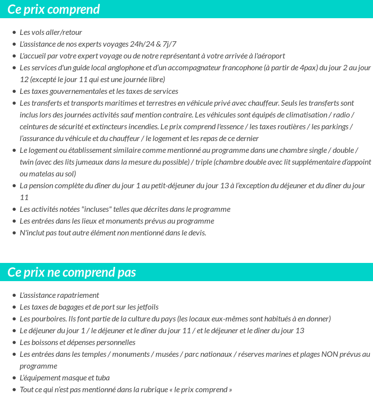 Conditions tarifaires