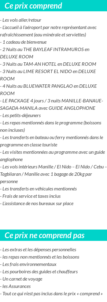 Conditions tarifaires