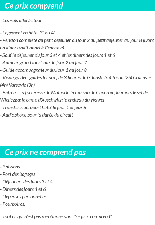 Conditions tarifaires