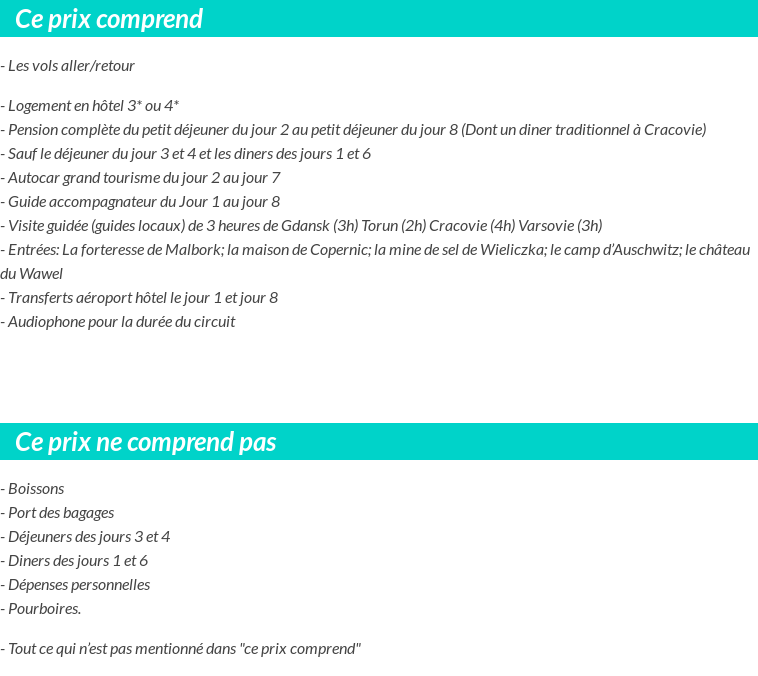 Conditions tarifaires