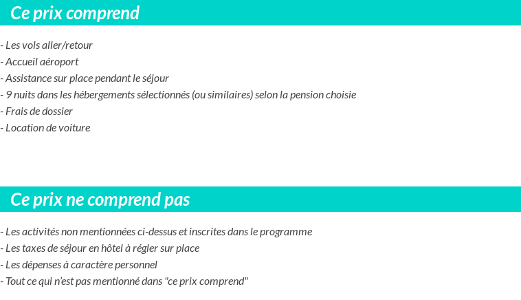 Conditions tarifaires