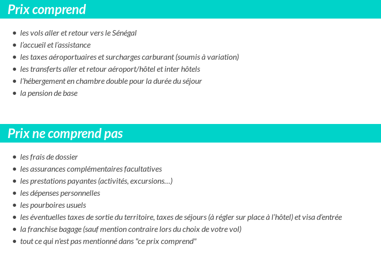 Conditions tarifaires