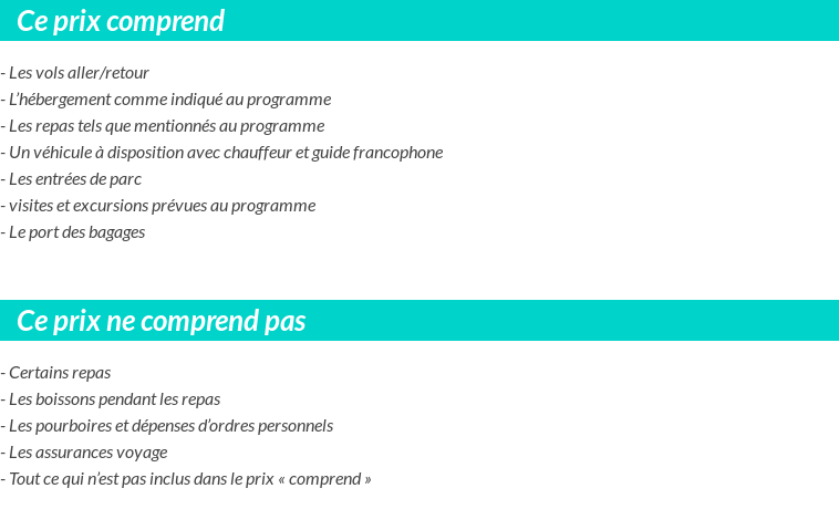 Conditions tarifaires