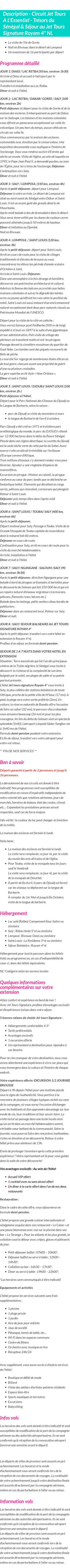 Détails du séjour