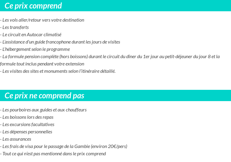 Conditions tarifaires