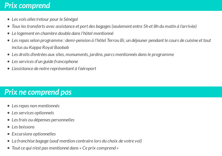 Conditions tarifaires