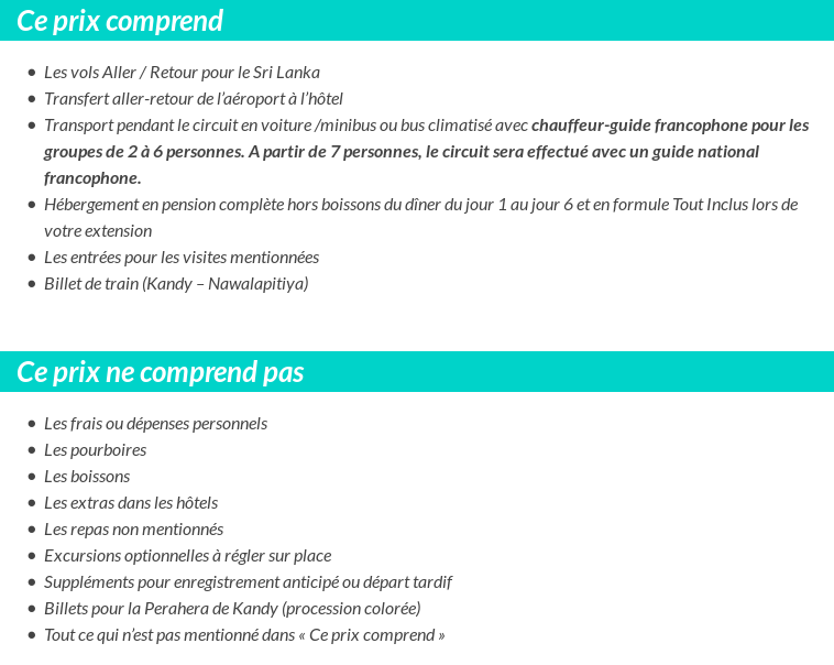 Conditions tarifaires