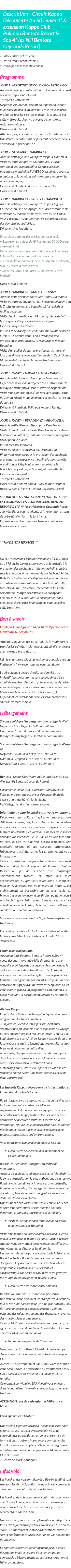 Détails du séjour