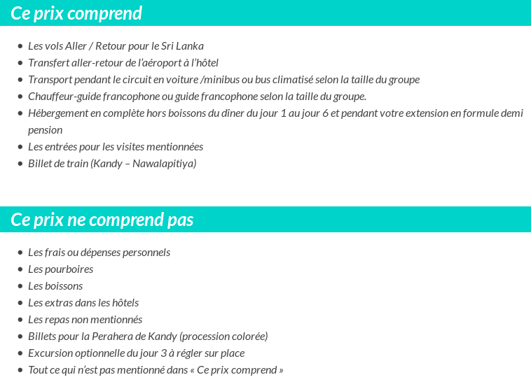 Conditions tarifaires