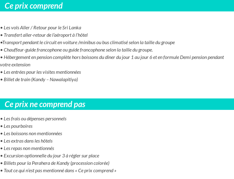 Conditions tarifaires