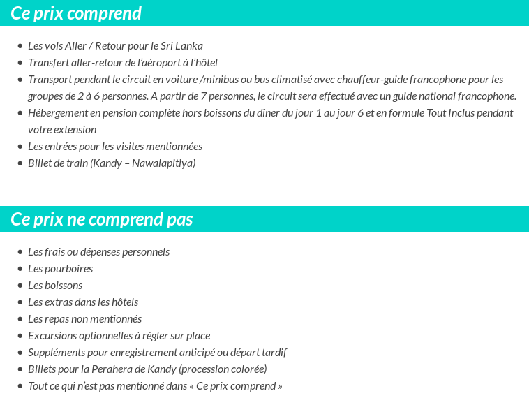 Conditions tarifaires