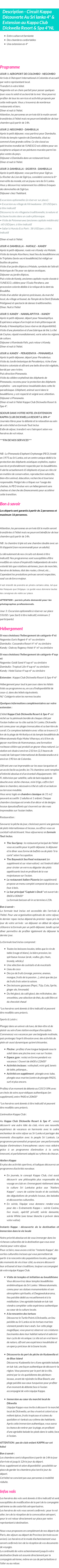 Détails du séjour