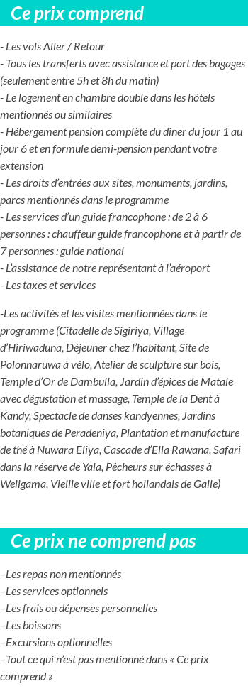 Conditions tarifaires