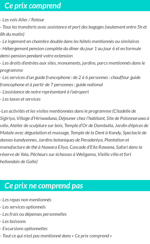 Conditions tarifaires