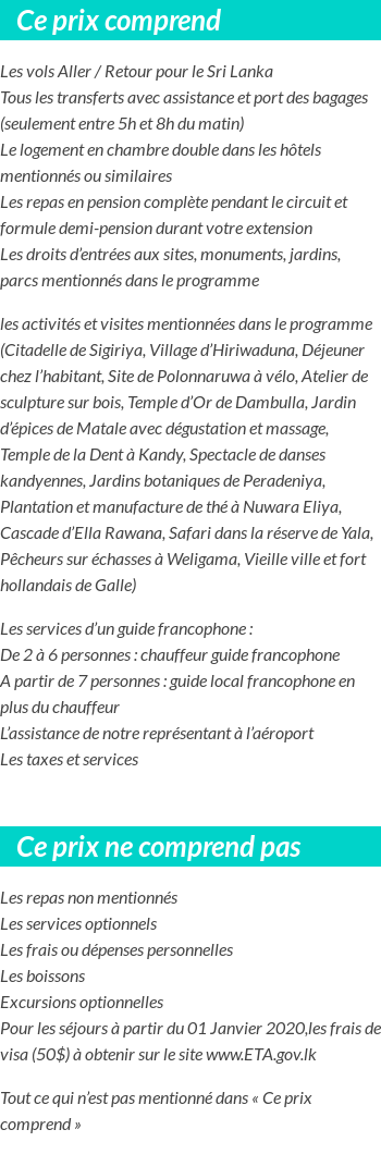 Conditions tarifaires