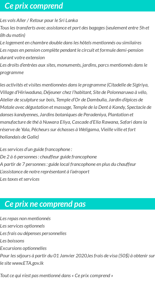 Conditions tarifaires