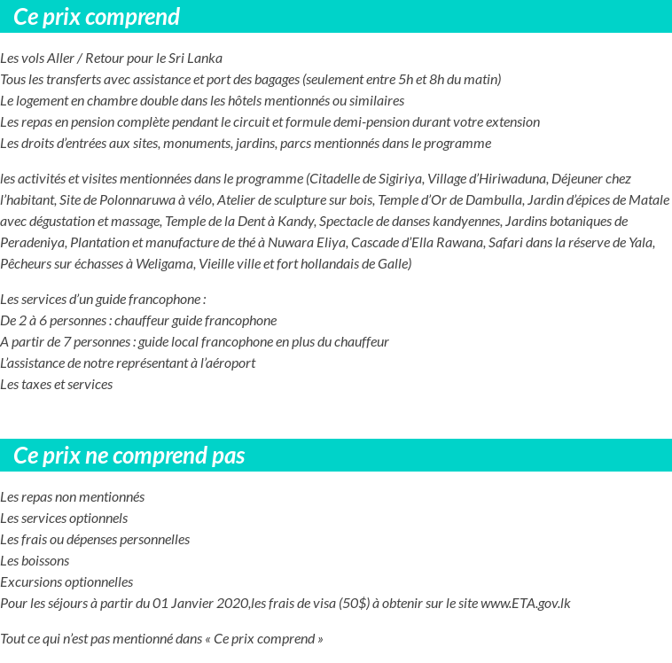 Conditions tarifaires