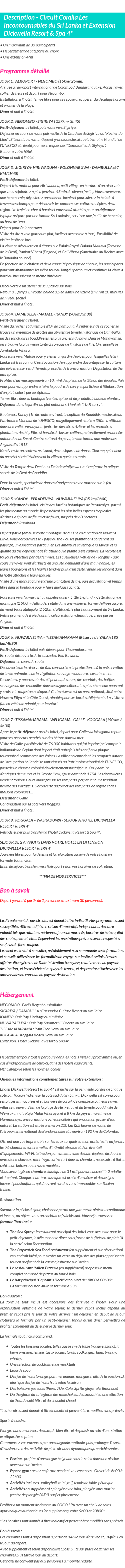 Détails du séjour