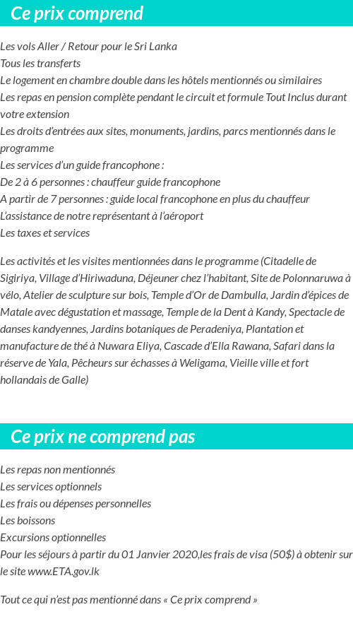 Conditions tarifaires