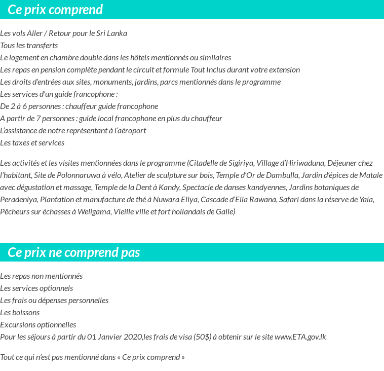 Conditions tarifaires