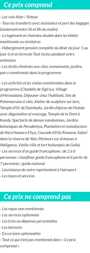 Conditions tarifaires