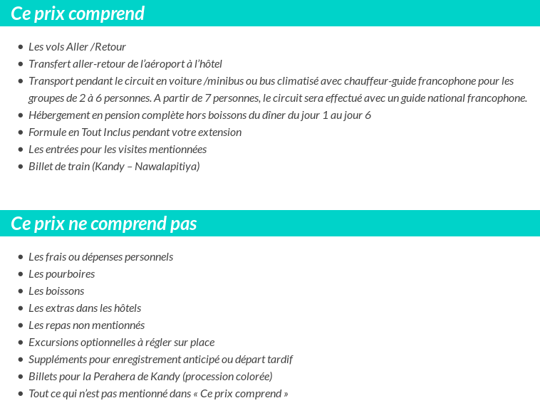 Conditions tarifaires