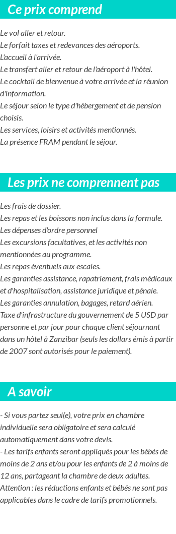 Conditions tarifaires