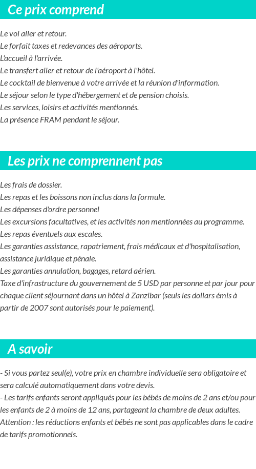 Conditions tarifaires