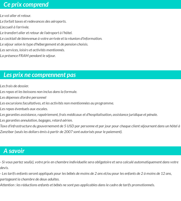 Conditions tarifaires