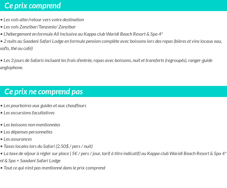 Conditions tarifaires