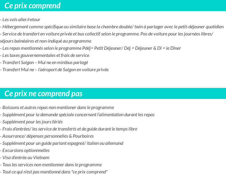 Conditions tarifaires