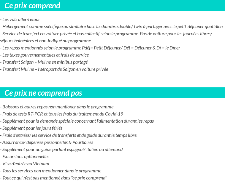 Conditions tarifaires