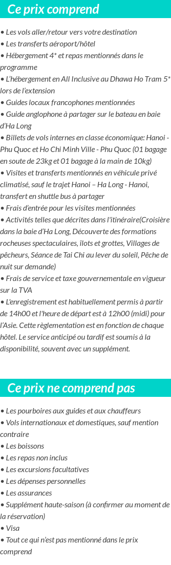 Conditions tarifaires