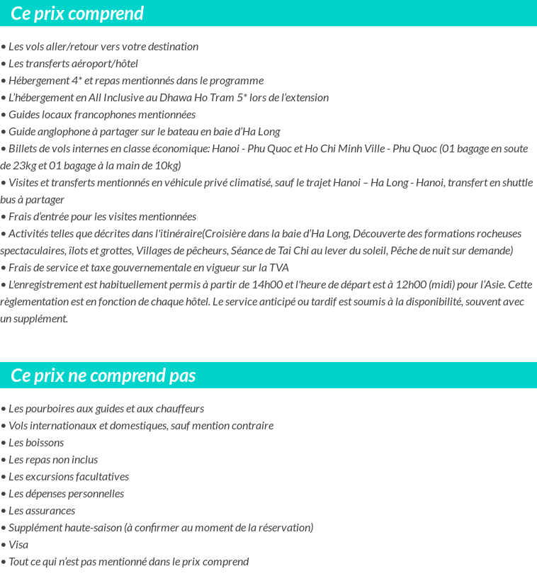 Conditions tarifaires