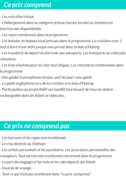 Conditions tarifaires