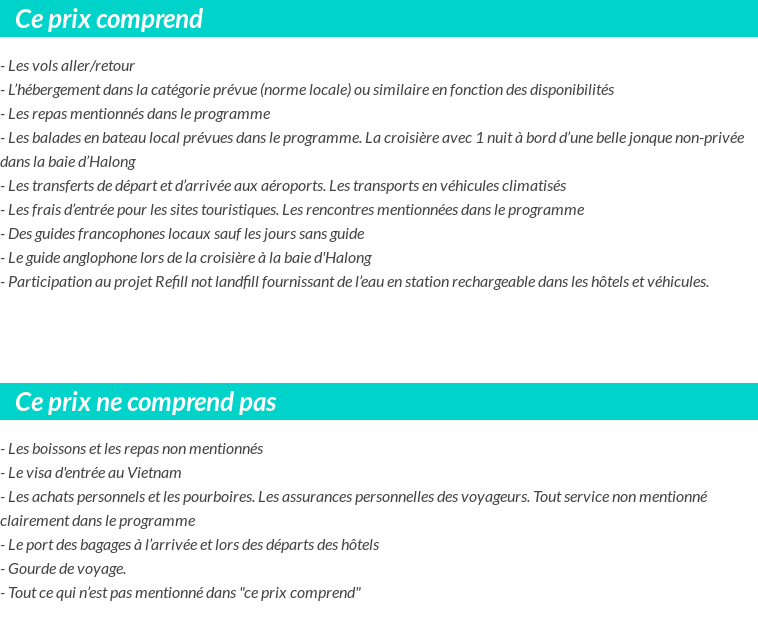 Conditions tarifaires