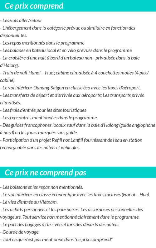 Conditions tarifaires