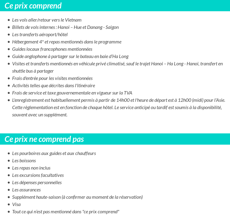 Conditions tarifaires