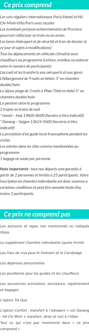 Conditions tarifaires