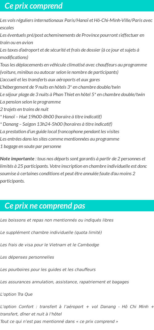 Conditions tarifaires