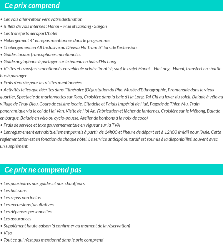 Conditions tarifaires