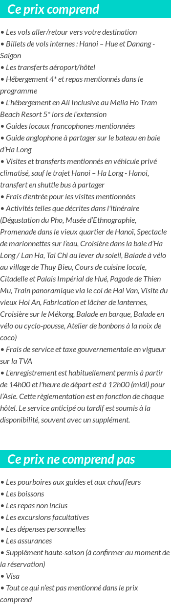 Conditions tarifaires