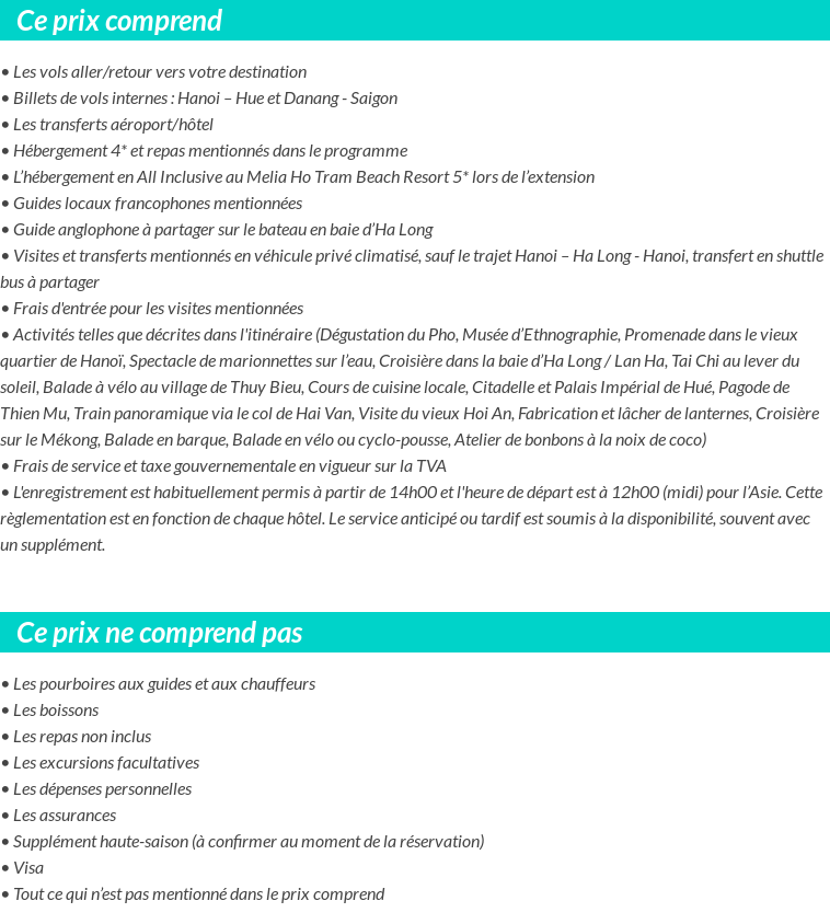 Conditions tarifaires